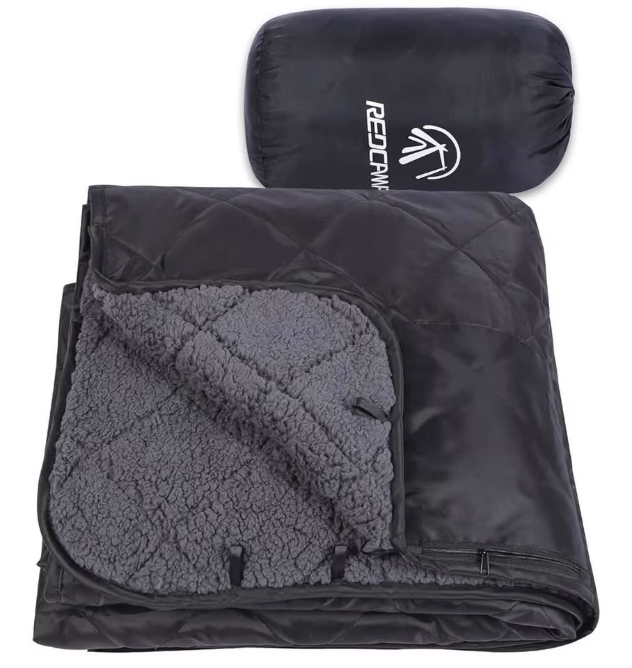 New - Open Box Windproof for Camping Large Warm Blanket with Sherpa Lining