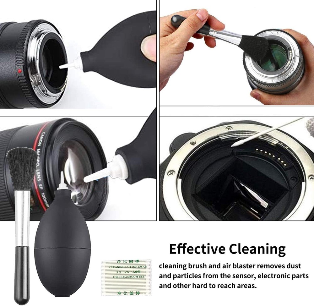 Optical Lens Cleaning Kit: 30ml Solution, Swabs, & Microfiber for DSLR Cameras