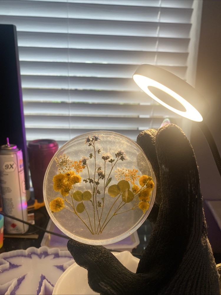 Original Dried Flower Thick Epoxy Resin Coaster For Cups
