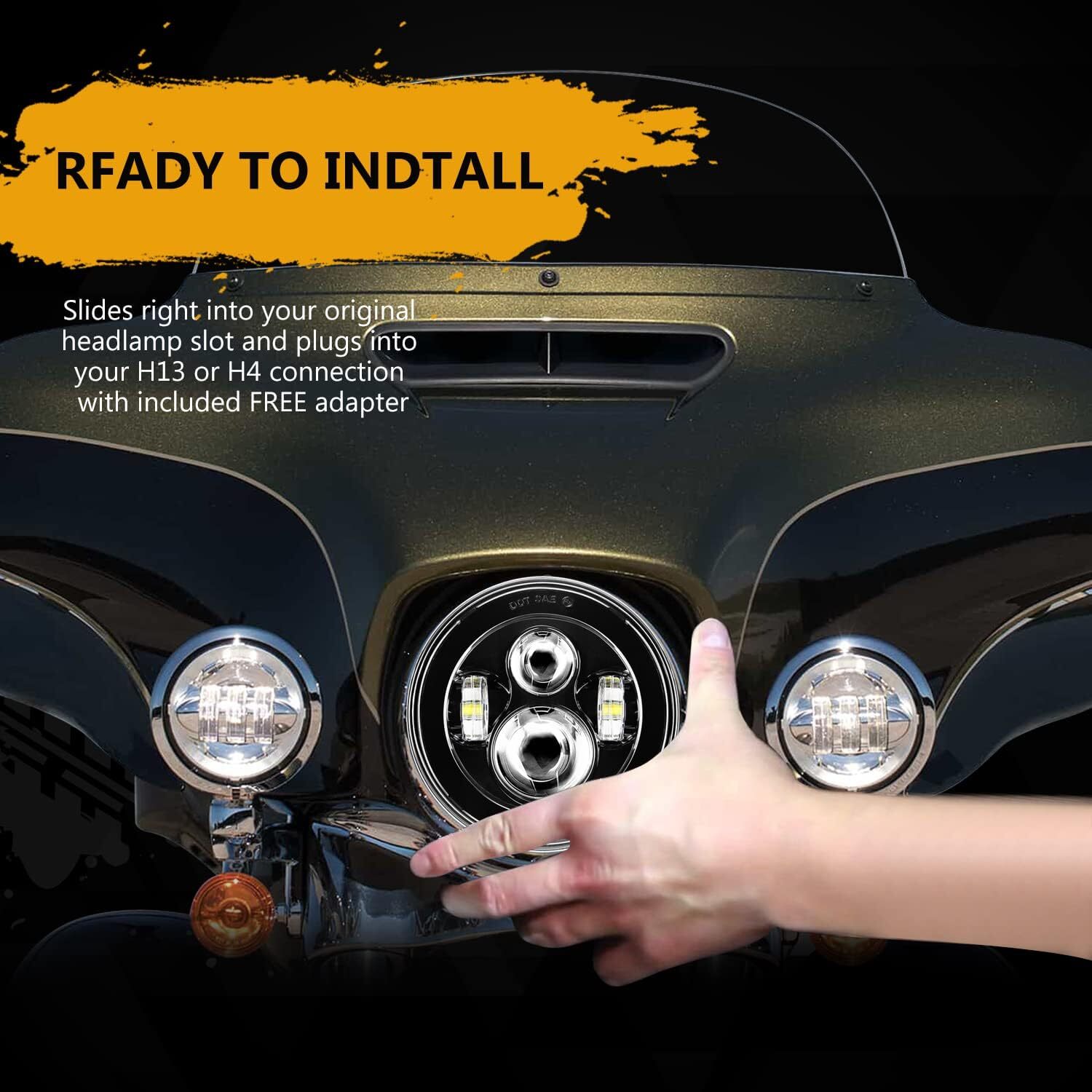 7" inch Led Headlight + 4.5" Fog Lights For Yamaha V-Star XVS 650 950 1100 1300