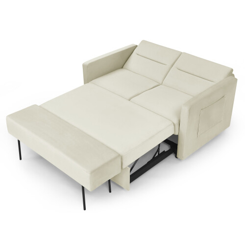 Modern Convertible Sleeper Sofa Bed Loveseat Sofa Couch w/ Pull-Out Bed & Bench