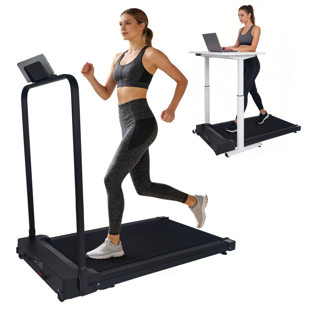 Under Desk Walking Treadmill Foldable Adjustable Incline Handle Bar Remote