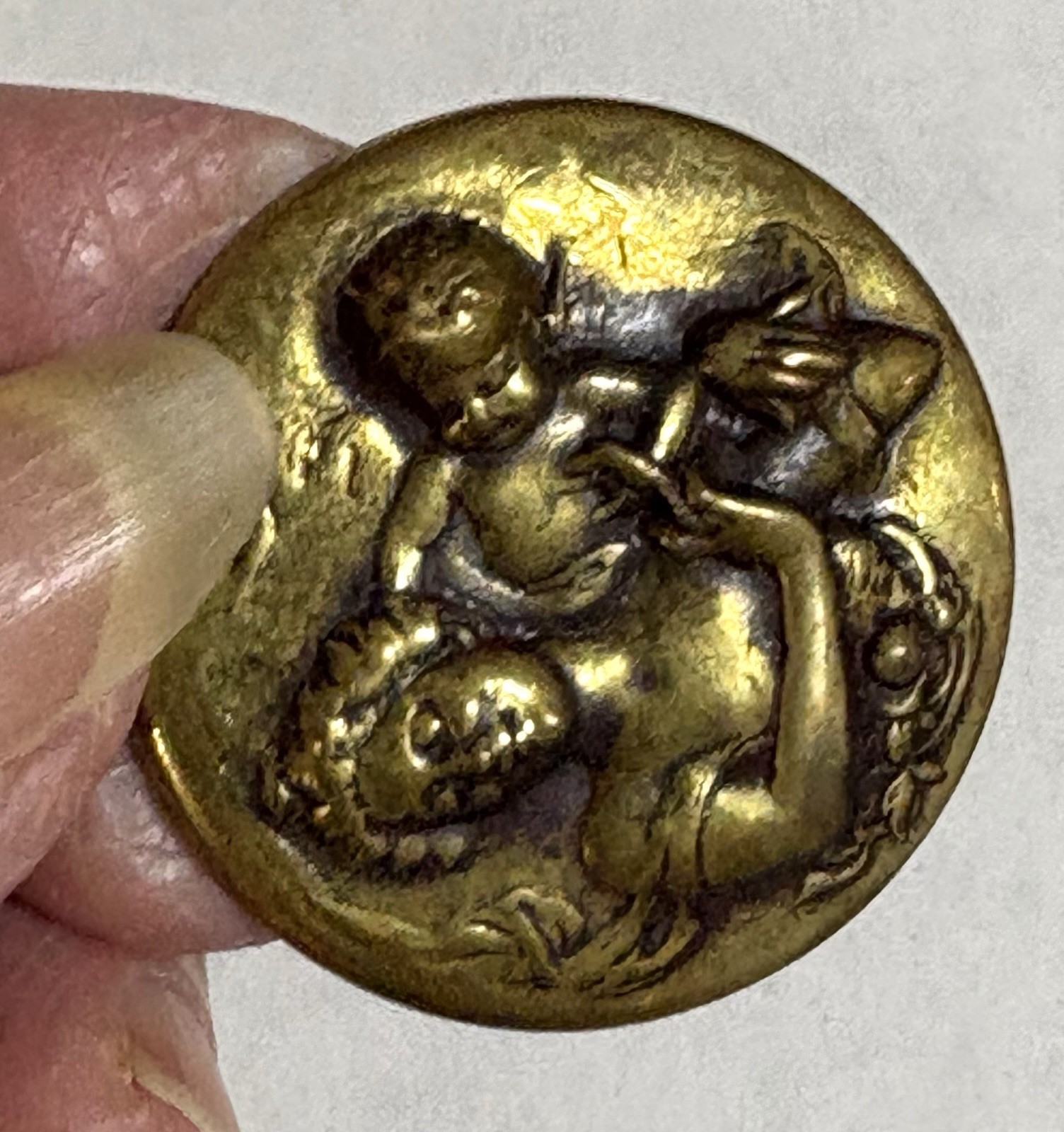 Lot ART NOUVEAU VINTAGE BRASS STAMPINGS NYMPH Ladies Cupid 6 Different Findings