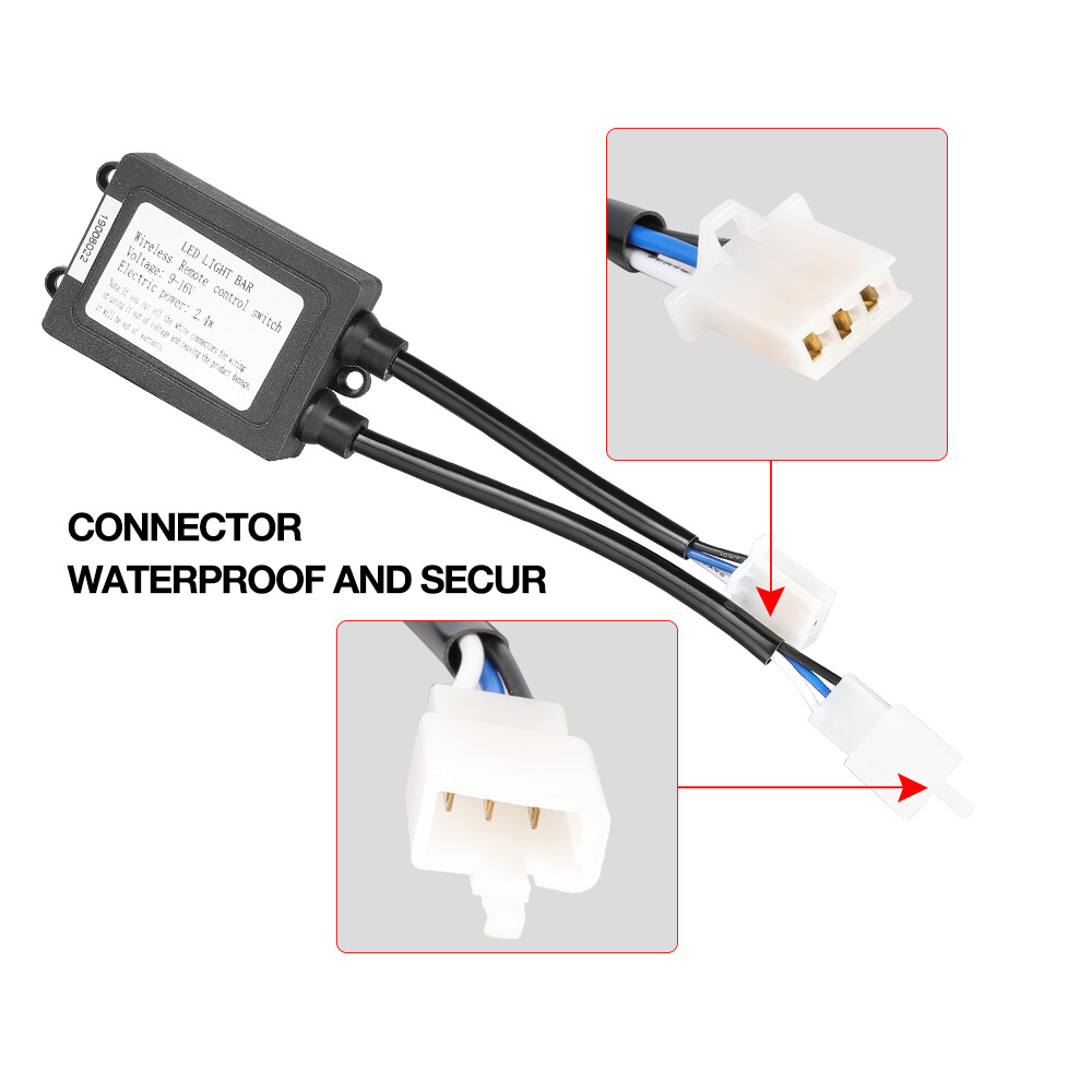 Wireless Remote Control Switch Strobe w/2-Lead Wiring Harness Kit LED Light Bar
