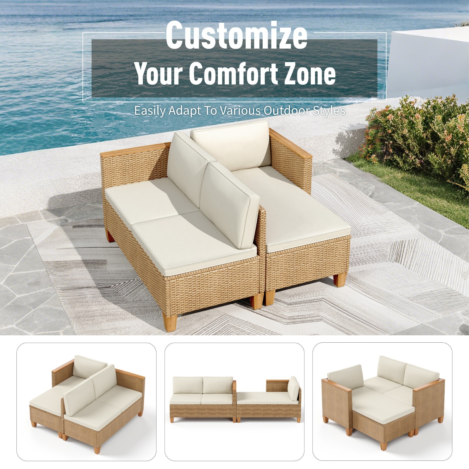 Outdoor Furniture Rattan Furniture Patio Conversation Set Outdoor Wicker Sofa