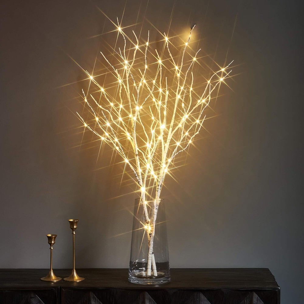Illuminated Twig with Timer Battery Powered 32IN 100 LED, Artificial Twig