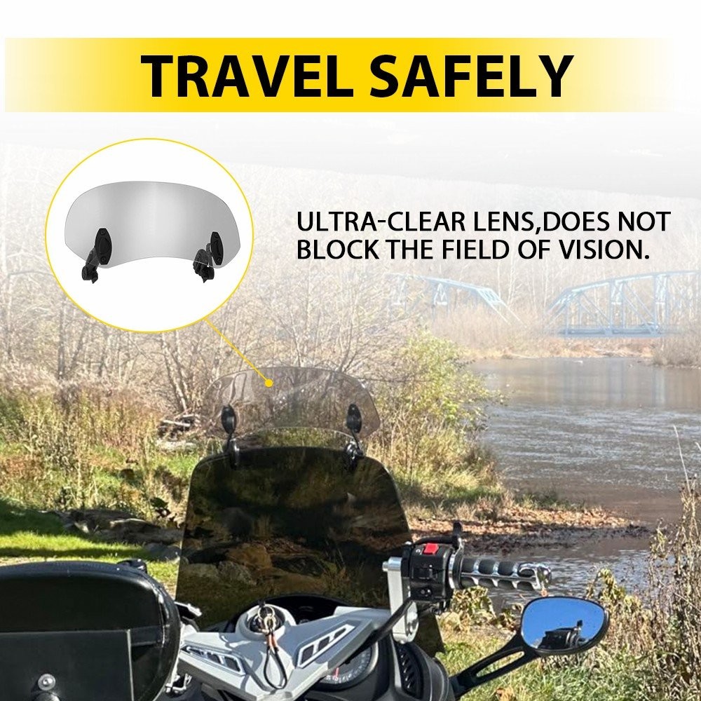 Adjustable Clip On Windshield Extension Spoiler Deflector Motorcycle For