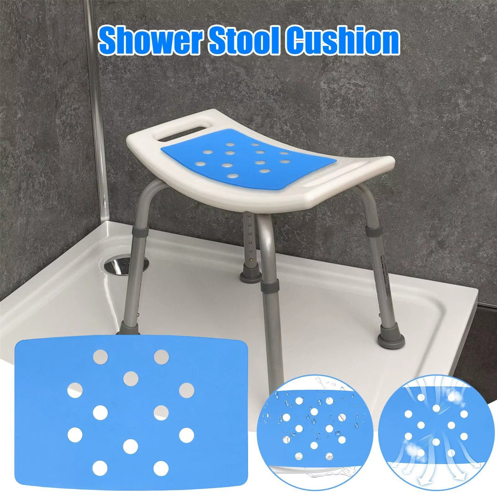 Bathtub Shower Seat Anti-Slip Padded Bench Shower Stool, New