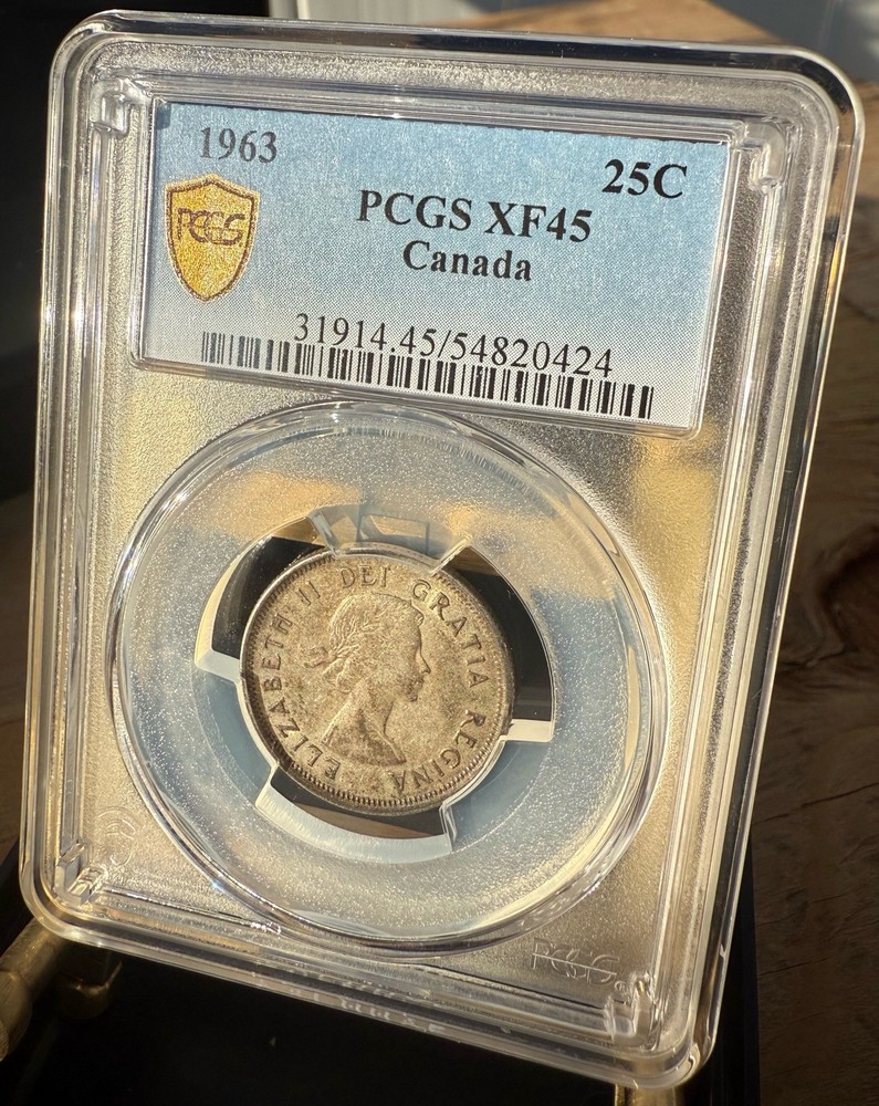 1963 25c Canada- PCGS XF45