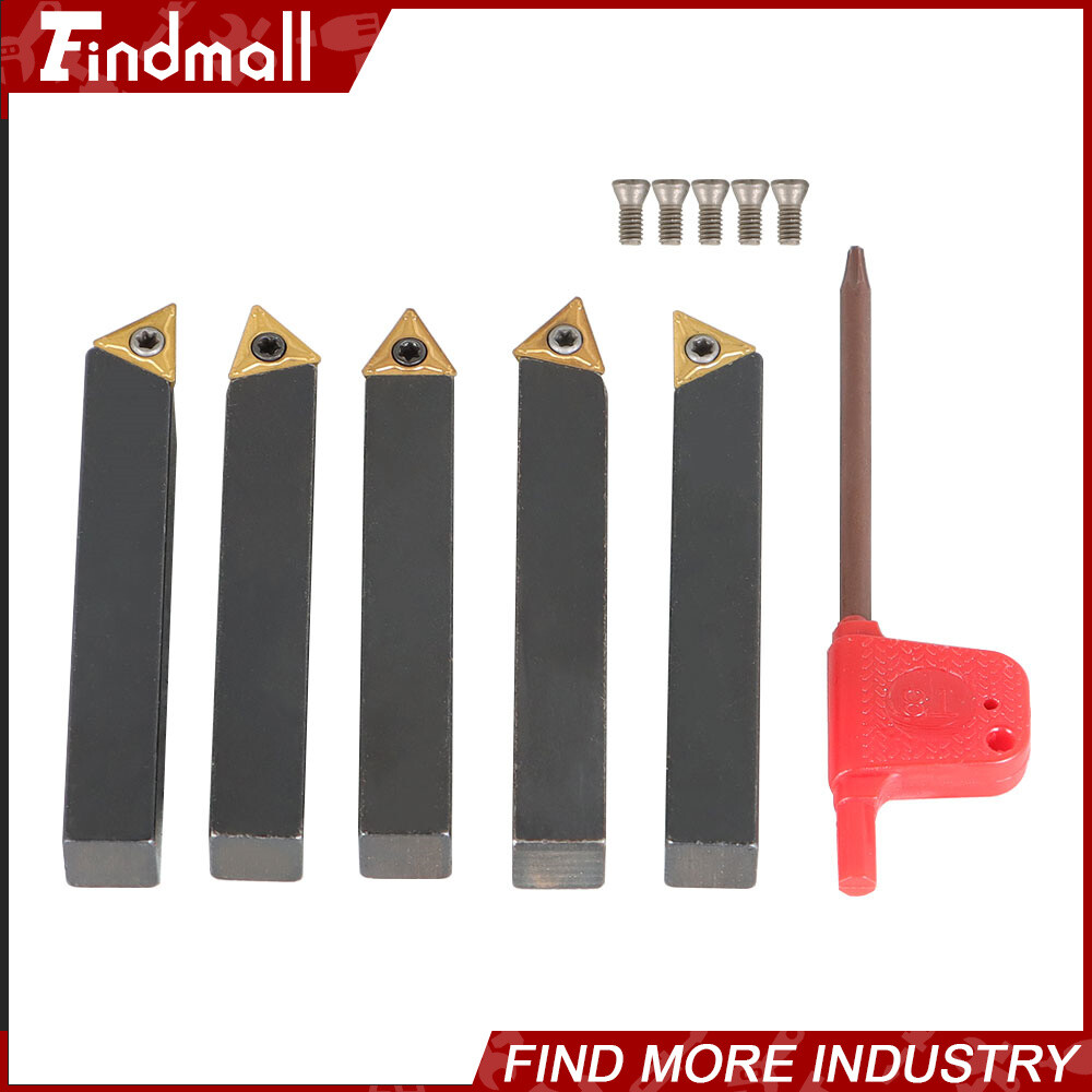 Findmall 5Pc 3/8" Lathe Indexable Carbide Insert &Turning Tooling Bit Holder Set