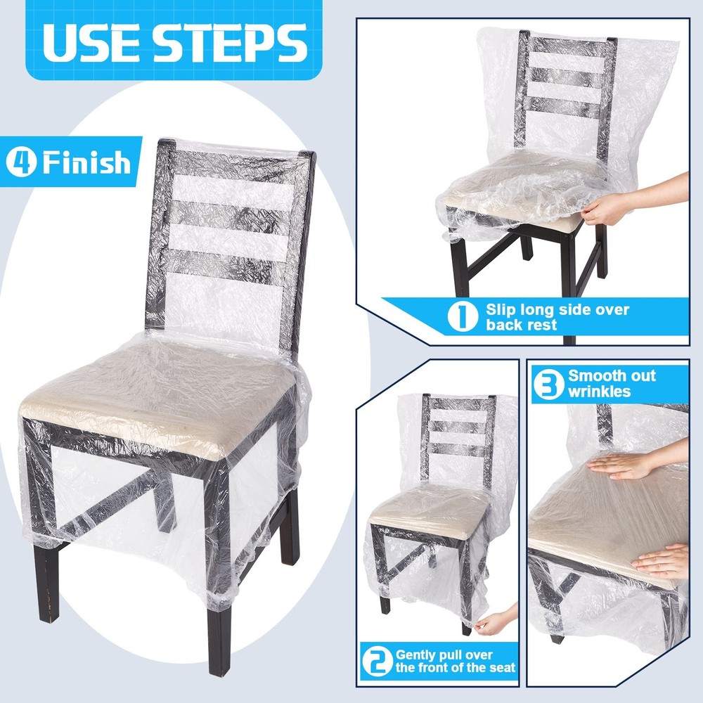 Remagr 8 Pcs Plastic Dining Chair Covers Protectors Clear Protector Trans