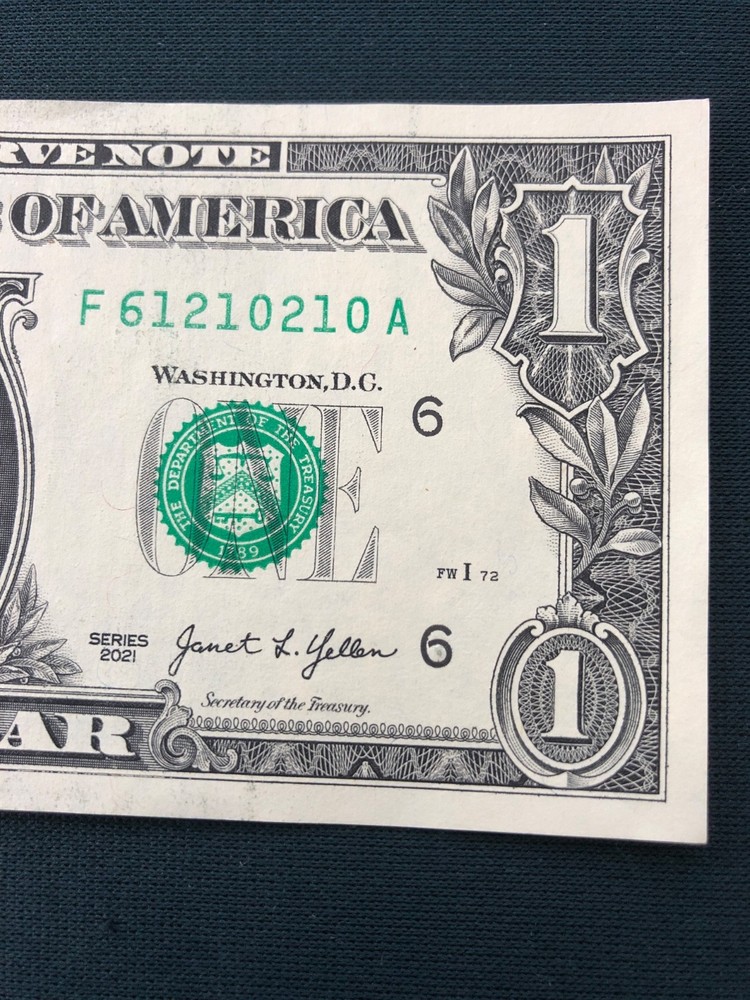 INSUFFICIENT INK ON RIGHT SERIAL NUMBER - $1 (ONE DOLLAR) ERROR NOTE
