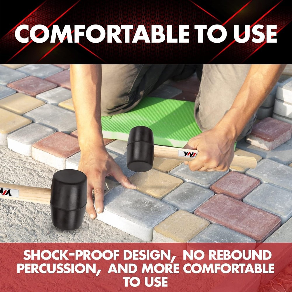 8oz Shockproof Rubber Mallet with Solid Wood Handle - Perfect for All Projects