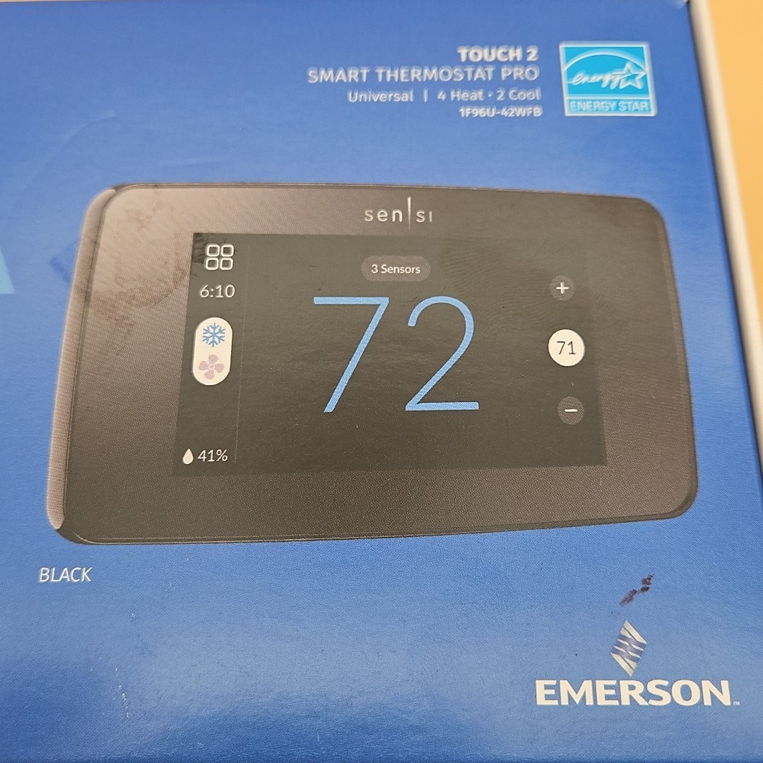 Sensi Touch 2 Wi-Fi Smart Thermostat Pro Touchscreen 1F96U-42WFB Black Emerson
