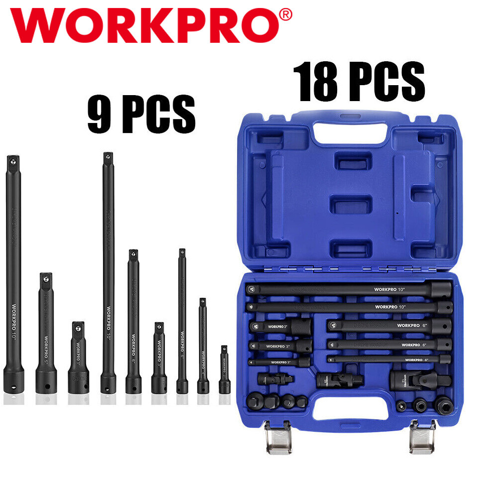 WORKPRO 18PC/9PCS Impact Driver Extension Bar Drive Socket Extension Accessories