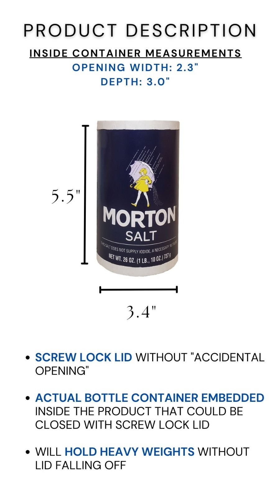 Stash Can Morton Salt Diversion Safe Screw Lock Hidden Compartment For Valuables