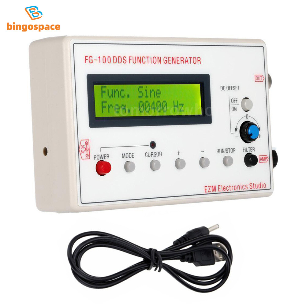 DDS Function Signal Generator Module 1HZ-500KHz Sine+Square Wave+Case FG-100.