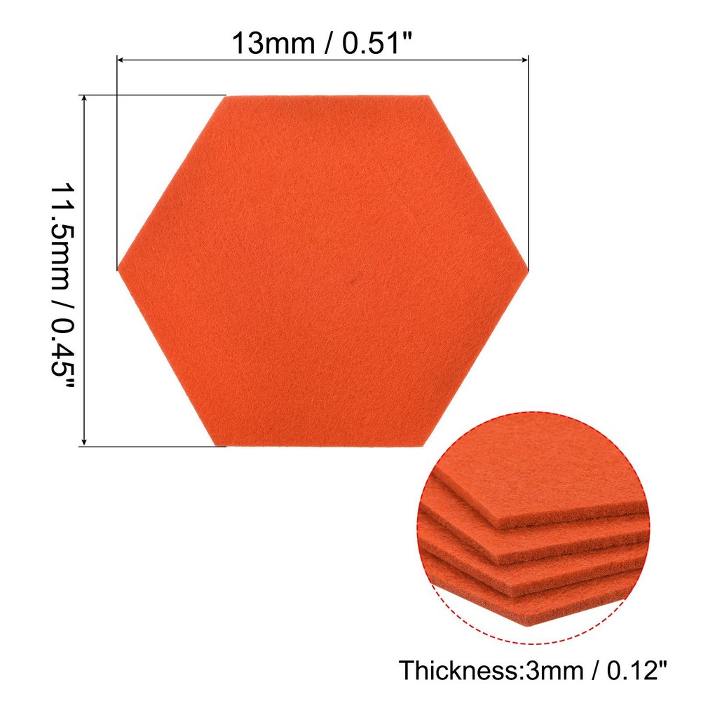 Felt Coasters 4pcs Hexagonal Orange Pads