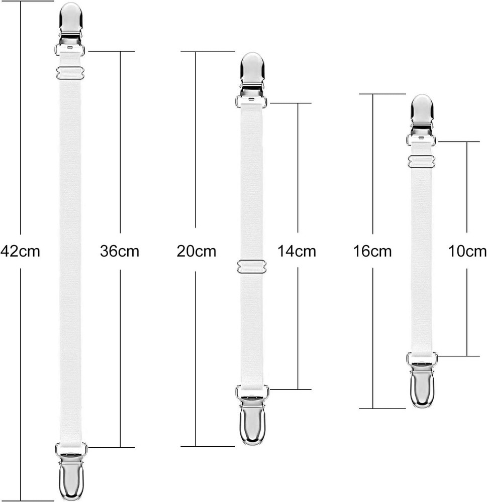 Bed Sheet Clips Straps Adjustable Mattress Corner Holders 12 Pcs White