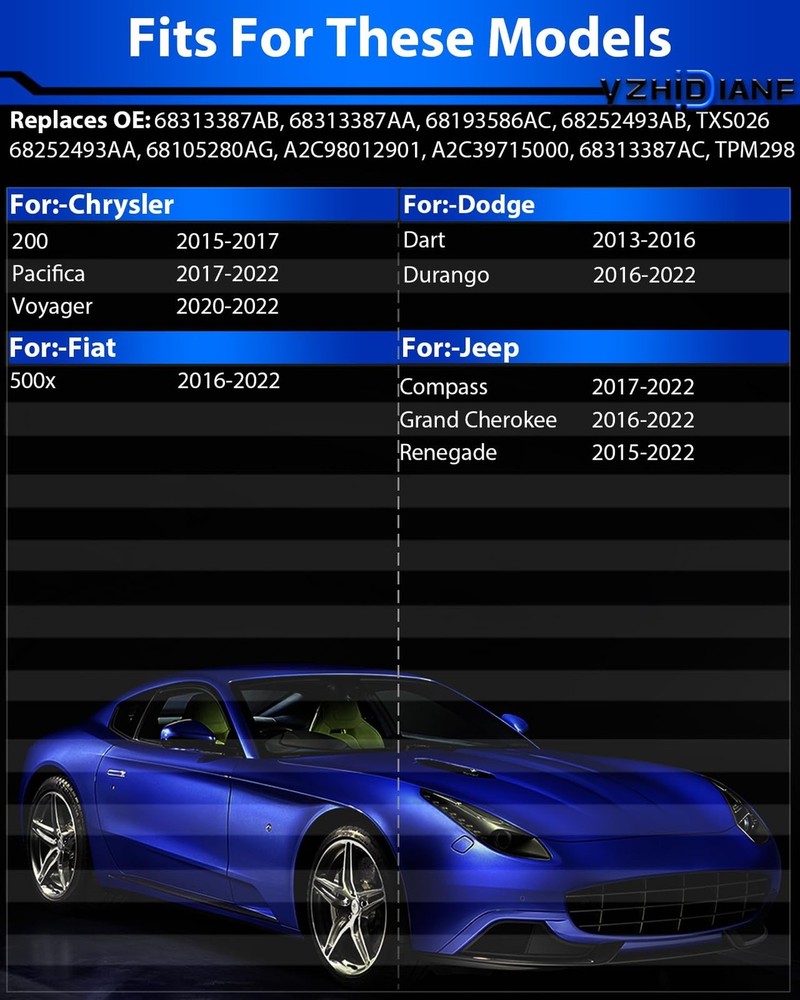 68313387AB TPMS Sensor Pre-Programed Tire Pressure Sensor for:-Jeep Grand Che...