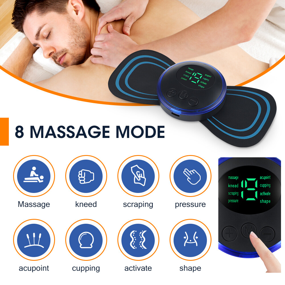 5Pcs Portable Mini Electric Neck Back Massager Cervical Massage Patch Stimulator