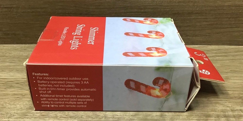 Manor Lane 20 CANDY CANE Shimmer String Lights 10ft Silver Metal String DEFECT