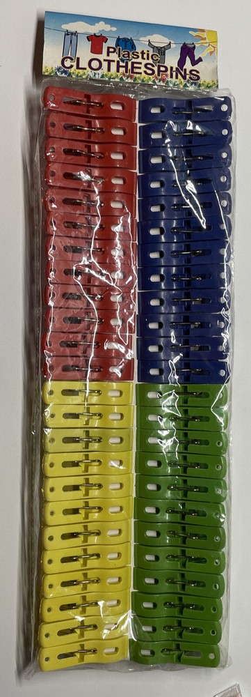 1 Pack Of 48 MULTICOLOR PLASTIC CLOTHESPINS
