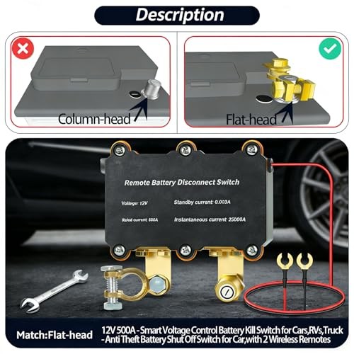 Remote Battery Disconnect Switch 12V 500A - Smart Voltage Control Battery