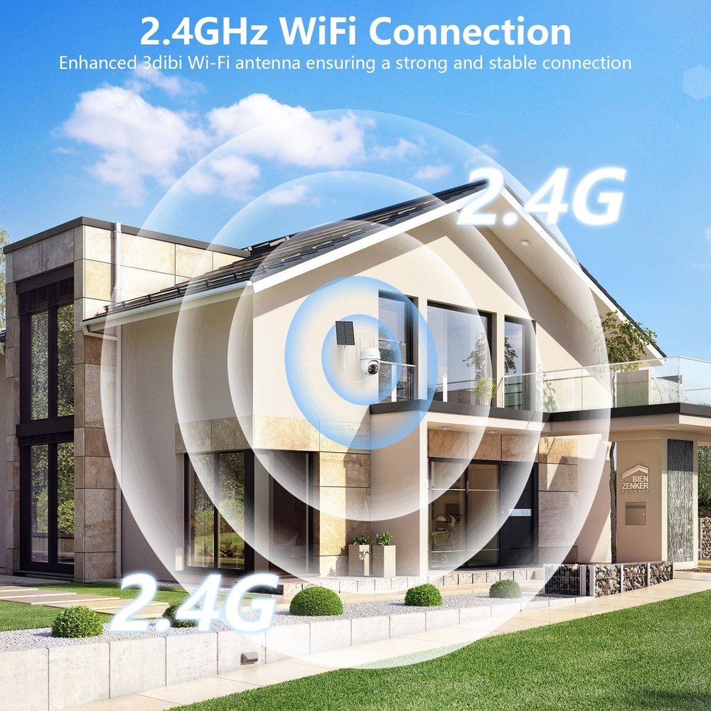 4Pack 2K Wireless Security Camera Solar Panel Color Night Vision 3MP Outdoor Cam