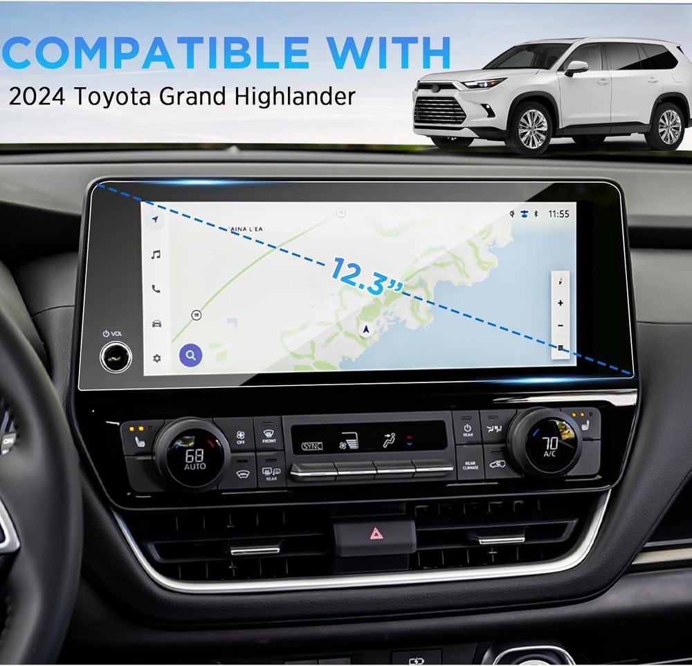 Crystal Clear Screen Protector for 2024 Toyota Highlander 12.3in Navigation