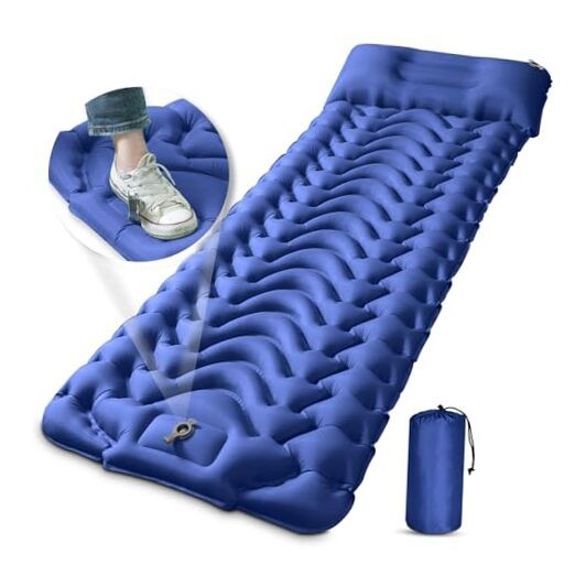 Sleeping Pad, Extra Thickness Inflatable Camping Sleeping Mat with Navy Blue