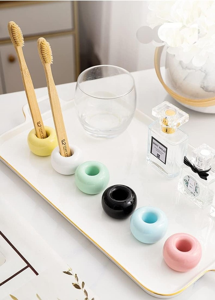Mini Ceramic Toothbrush Holder for Bathroom Counter