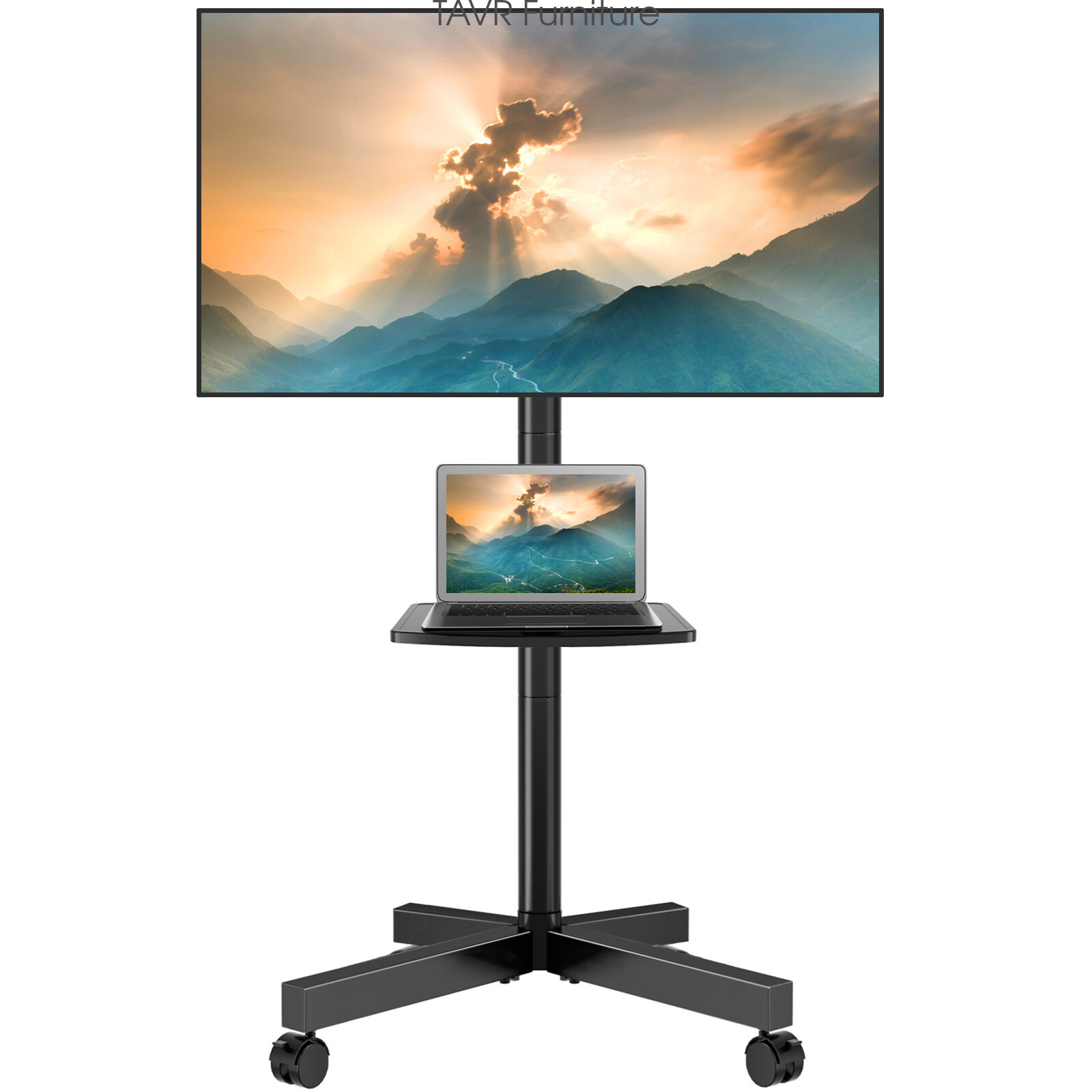 Mobile TV Stand on wheels for 32 to 60 inch Flat Panel TVs, Black