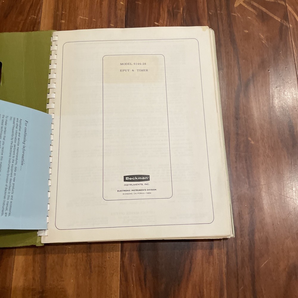 Beckman 6144-28 EPUT & Timer Operating & Servicing Manual