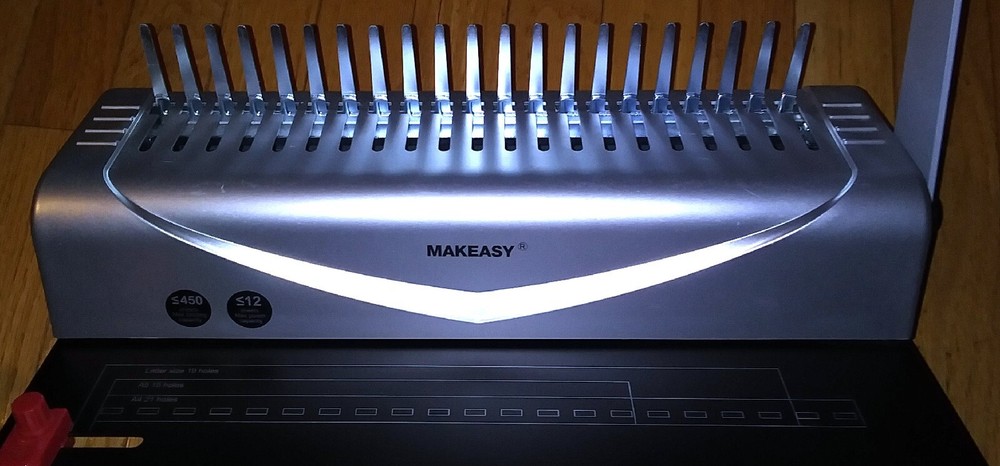 MAKEASY 21 HOLE MAKING BINDING MACHINE 21 PAGE PUNCHER, 450 BINDING CAPACITY