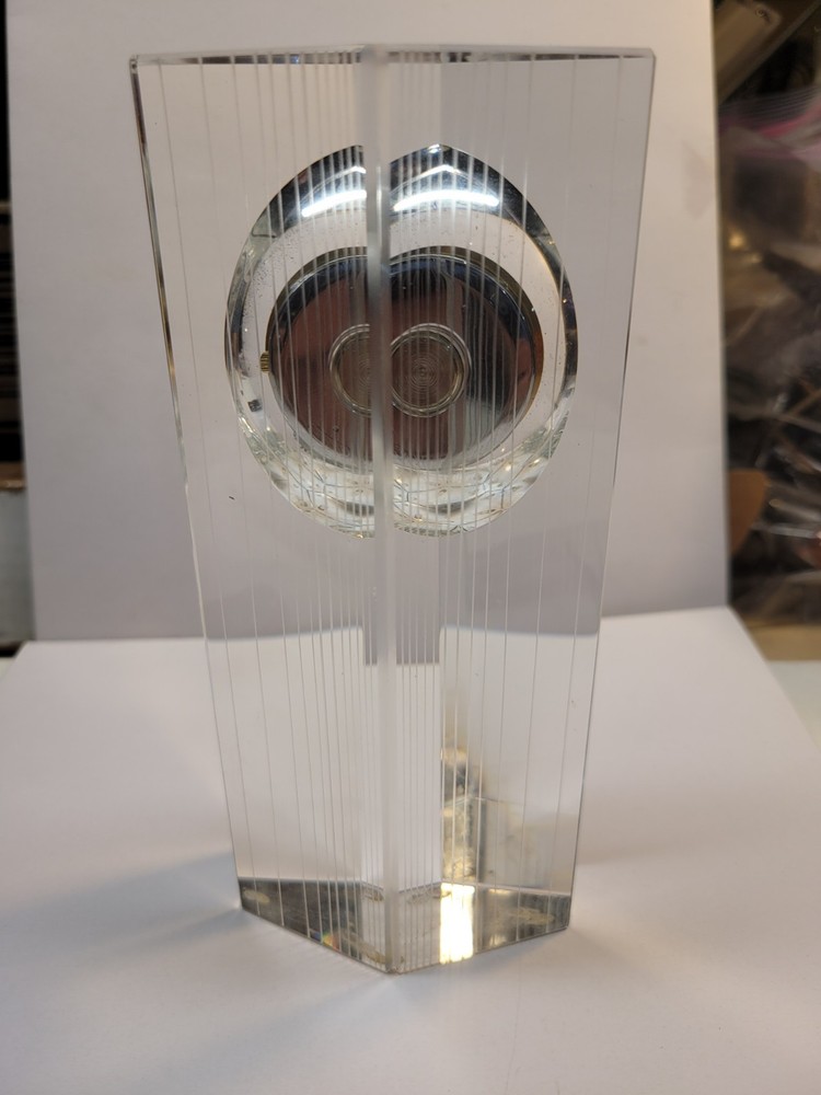 Bulova Heavy Paperweight Clock. Running