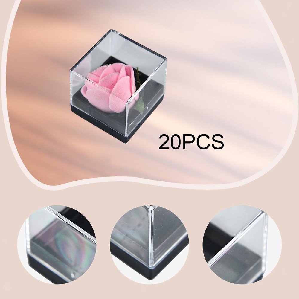 20 Pieces Mineral Display Boxes Showcase Multifunctional Square Dustproof