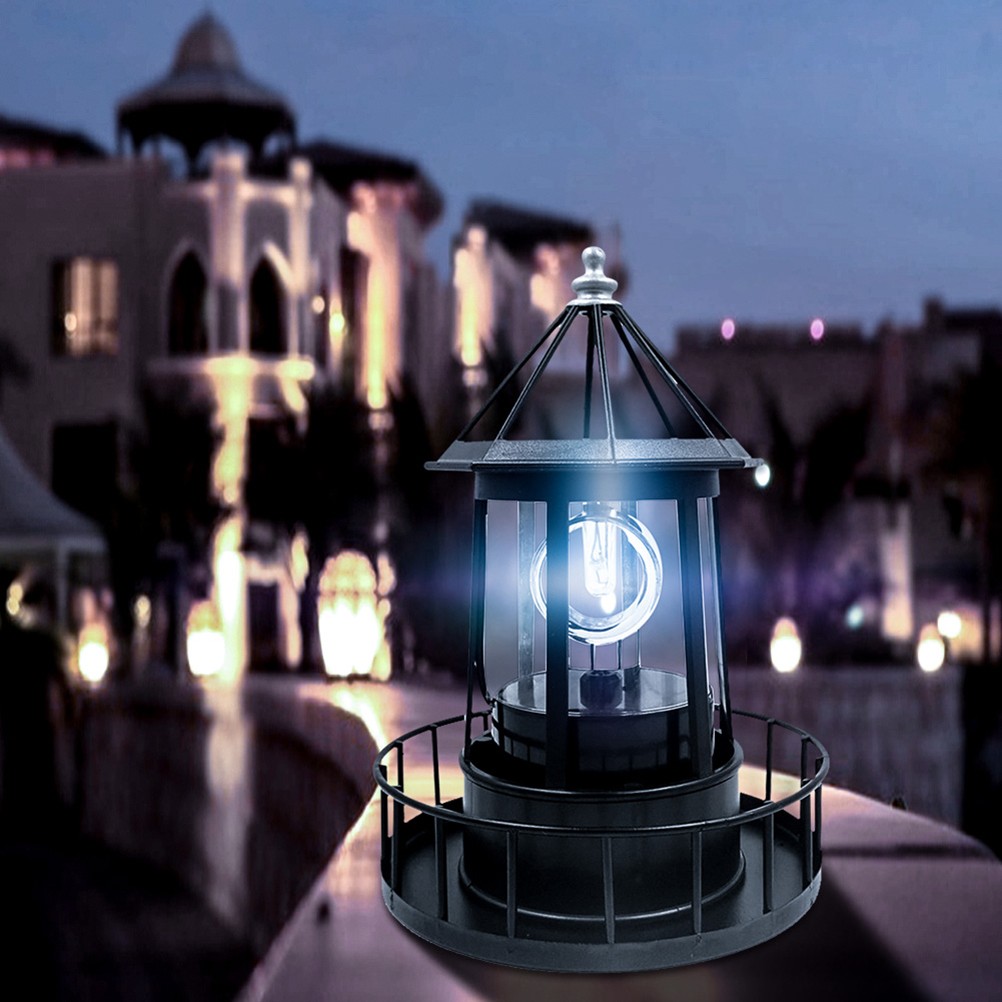 LED Solar Rotating Lighthouse Light Solar Outdoor Garden Decoration