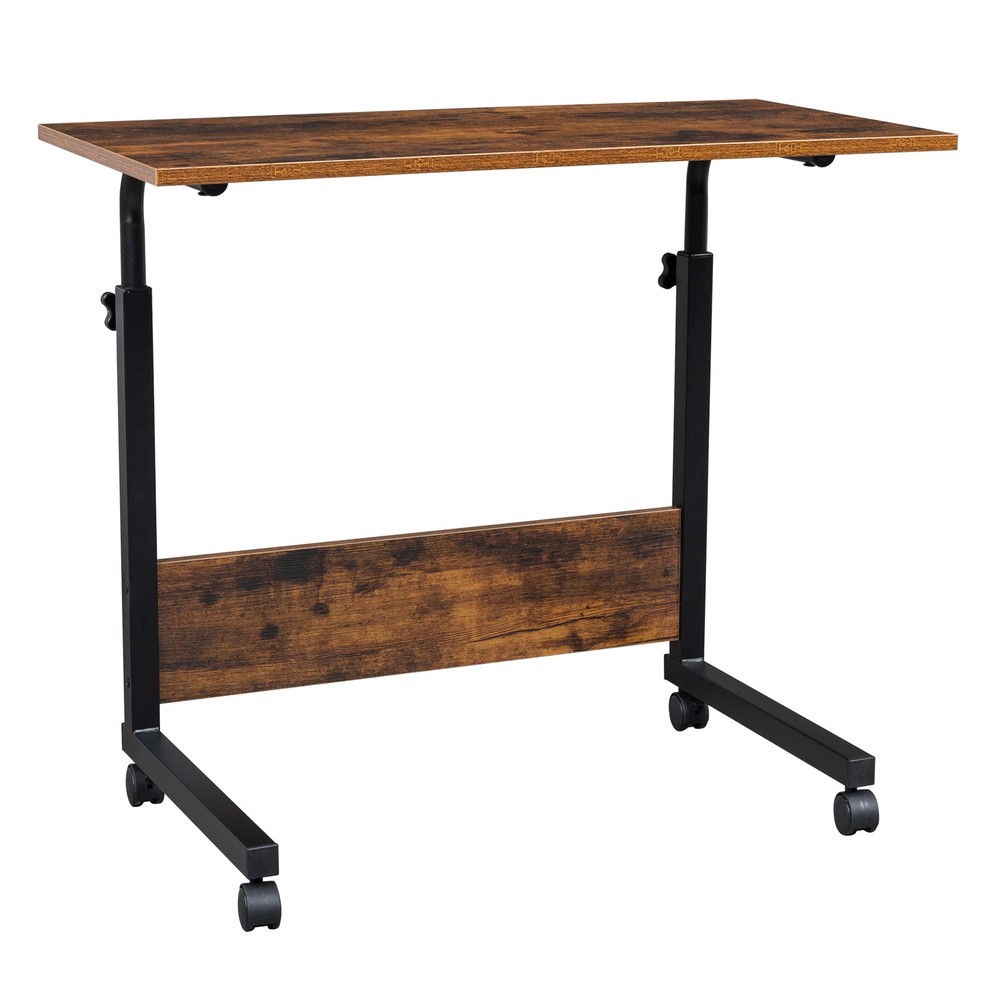 Rolling & Height Adjustable P2 15MM Chipboard & Steel Side Table with Baffle .