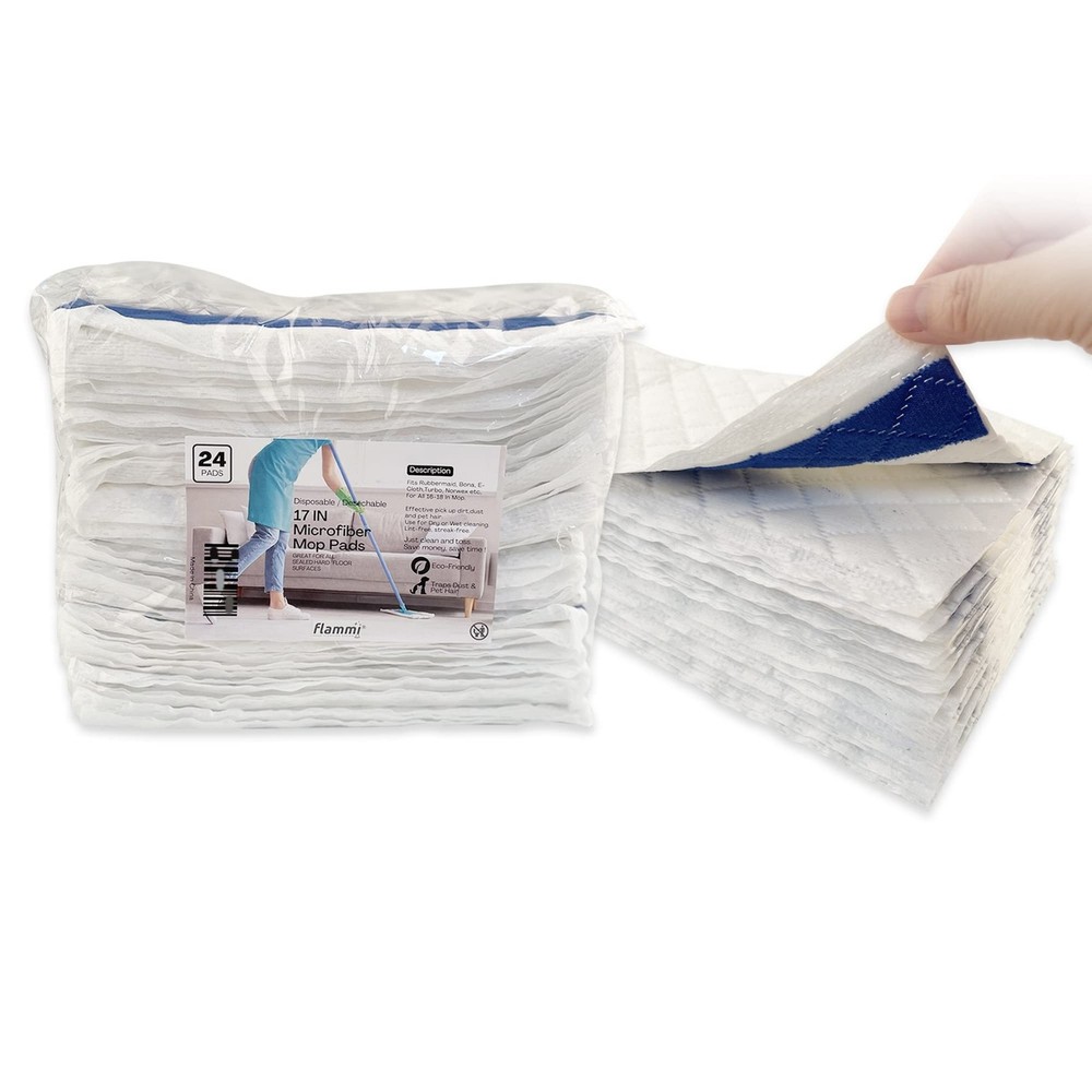 Microfiber Disposable Mop Pad for All 16-18'' Hook & Loop System Mop, Wet Dry...