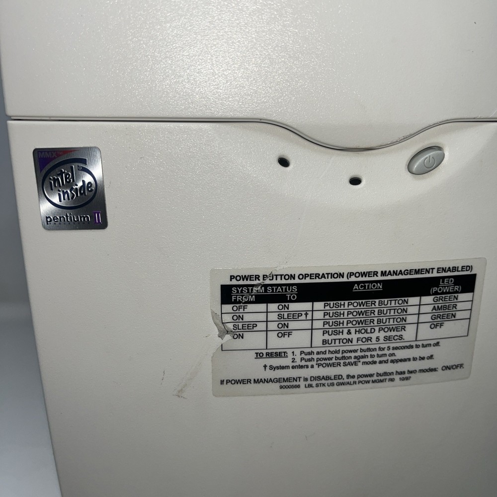 Gateway 2000 G6-233M Intel Pentium Desktop Powers on- read description