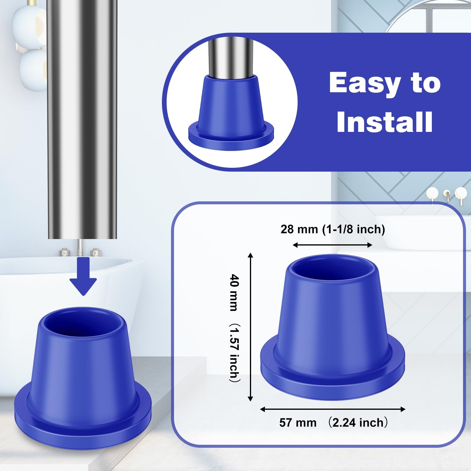 Replacement Feet for Shower Chair Bath Seat, Rubber Tips 4-Pack