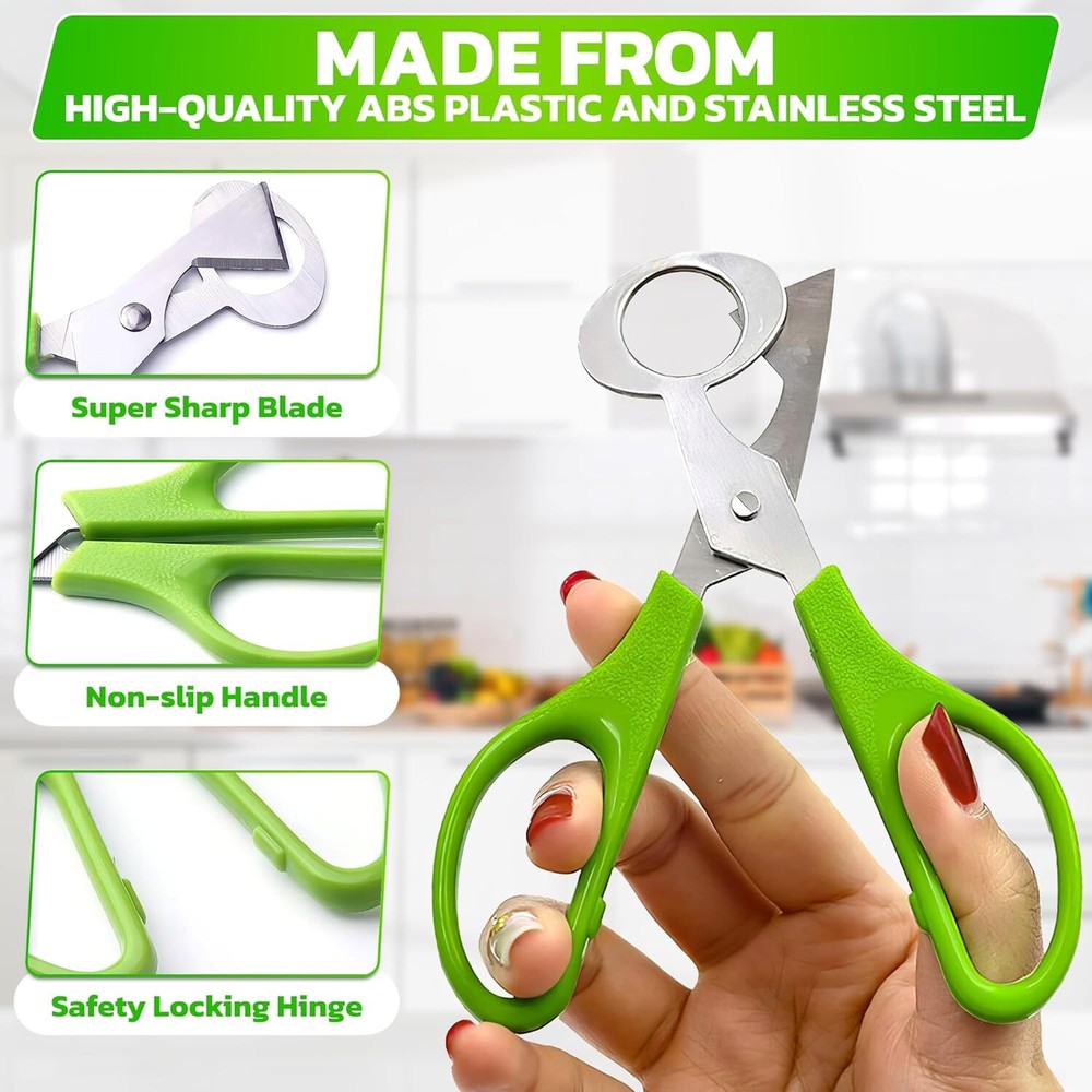 2Pcs Quail Egg Roast egg scissors Cutter Scissors Kitchen Egg Shears Tool(Green)