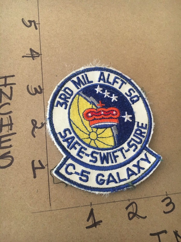 USAF 3rd Military Airlift Squadron patch 6/1/25 with hook & loop back