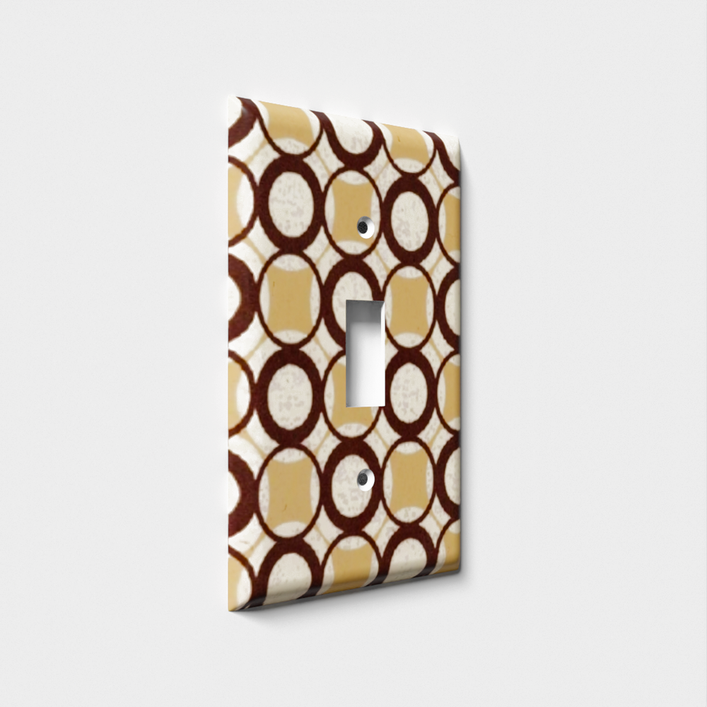 SnazzySwitch Retro Brown Circles Decorative Light Switch Plate Cover