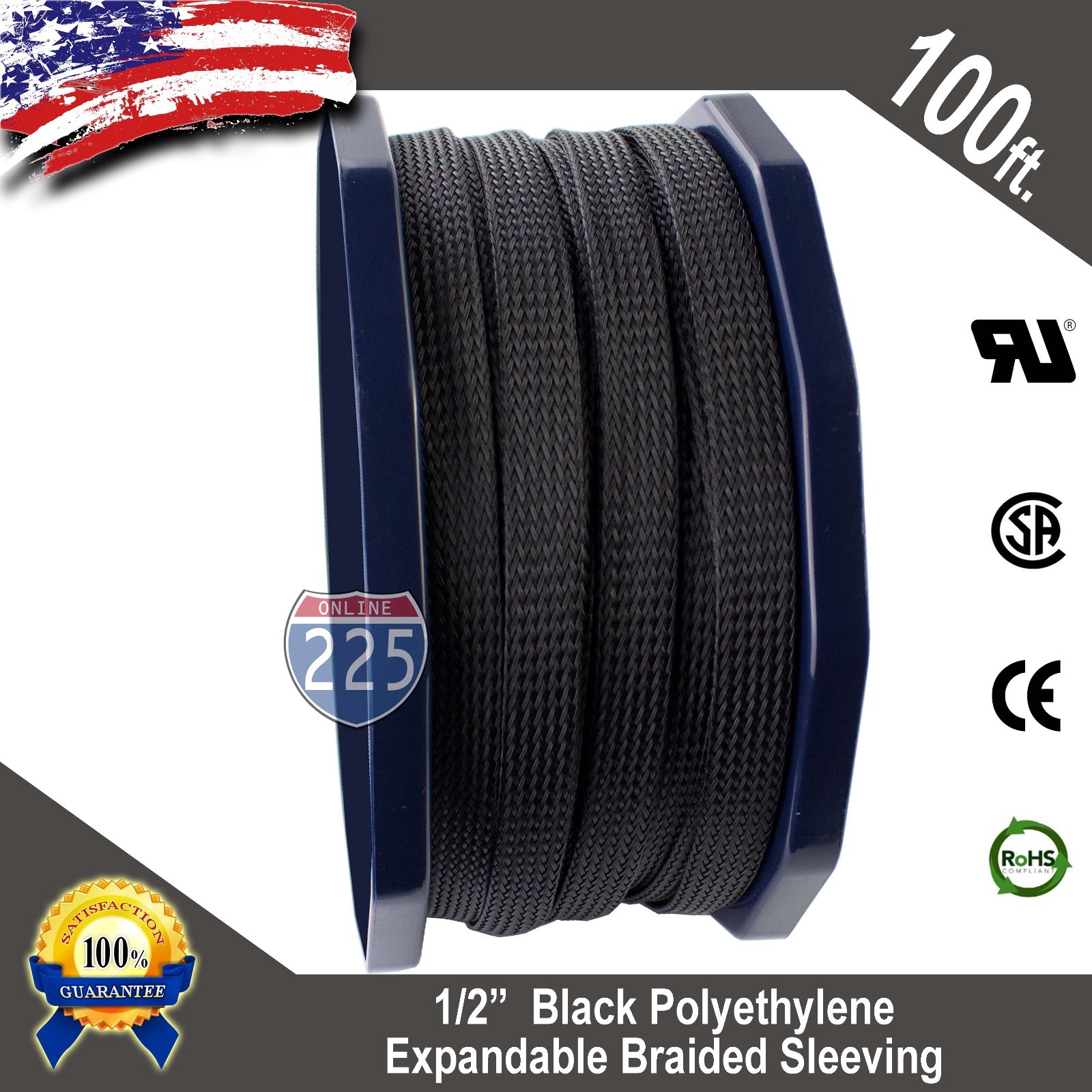 100 FT 1/2" Black Expandable Wire Cable Sleeving Sheathing Braided Loom Tubing
