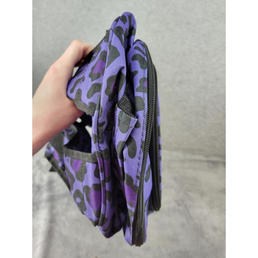 Purple Leopard Print Multi Compartment Backpack with Matching Pouch Animal Print
