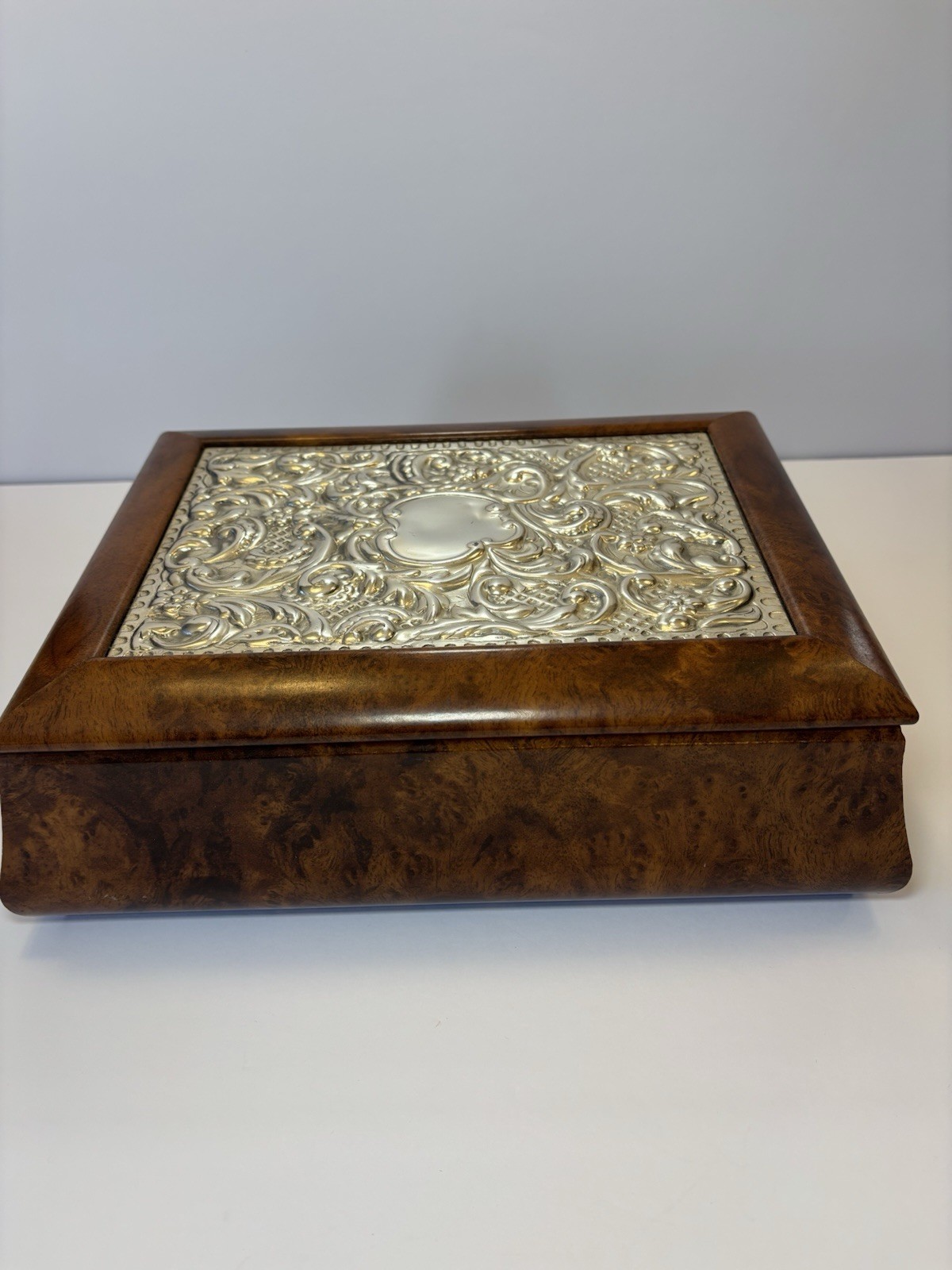 Sterling Silver & Wood Vintage Tea Storage Box Hand Made In Italy Art Collection