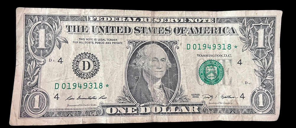 2009 1$ STAR NOTE D series error******* CIRCULATED