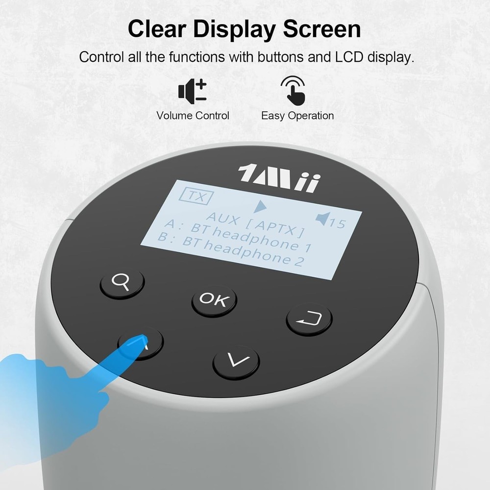 1Mii DS70 Audio Bluetooth 5.2 Transmitter for TV to Wireless Headphone/Speaker